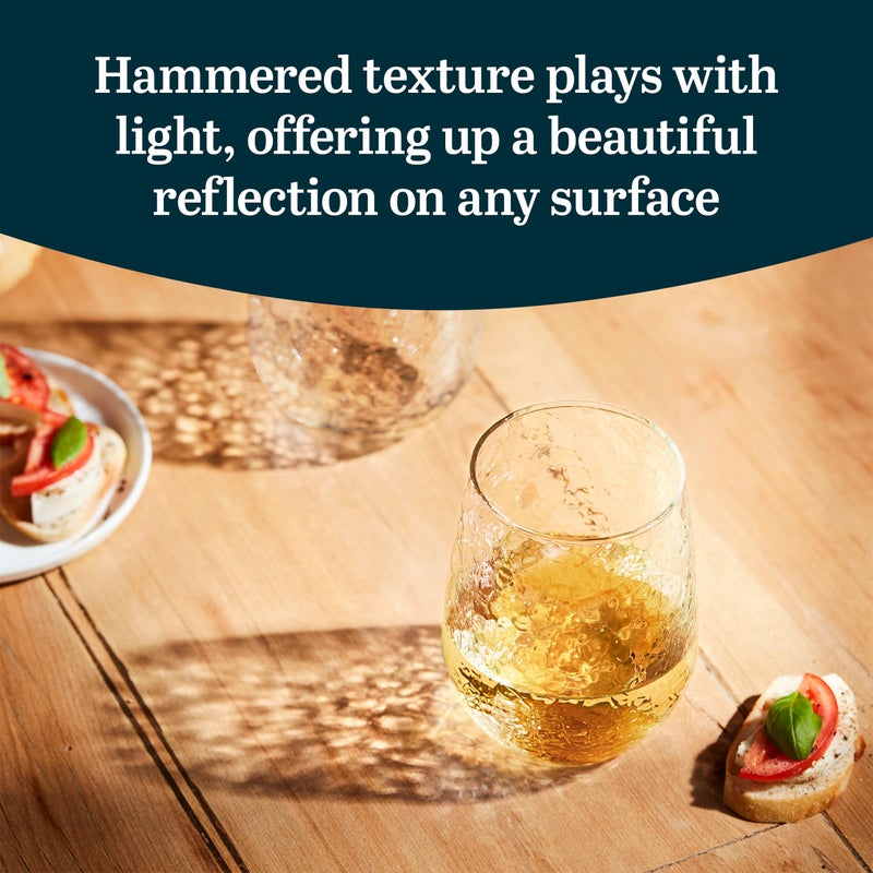 Libbey Hammered Stemless All-Purpose Wine Glasses, 17-ounce, Set of 8 - Image 4